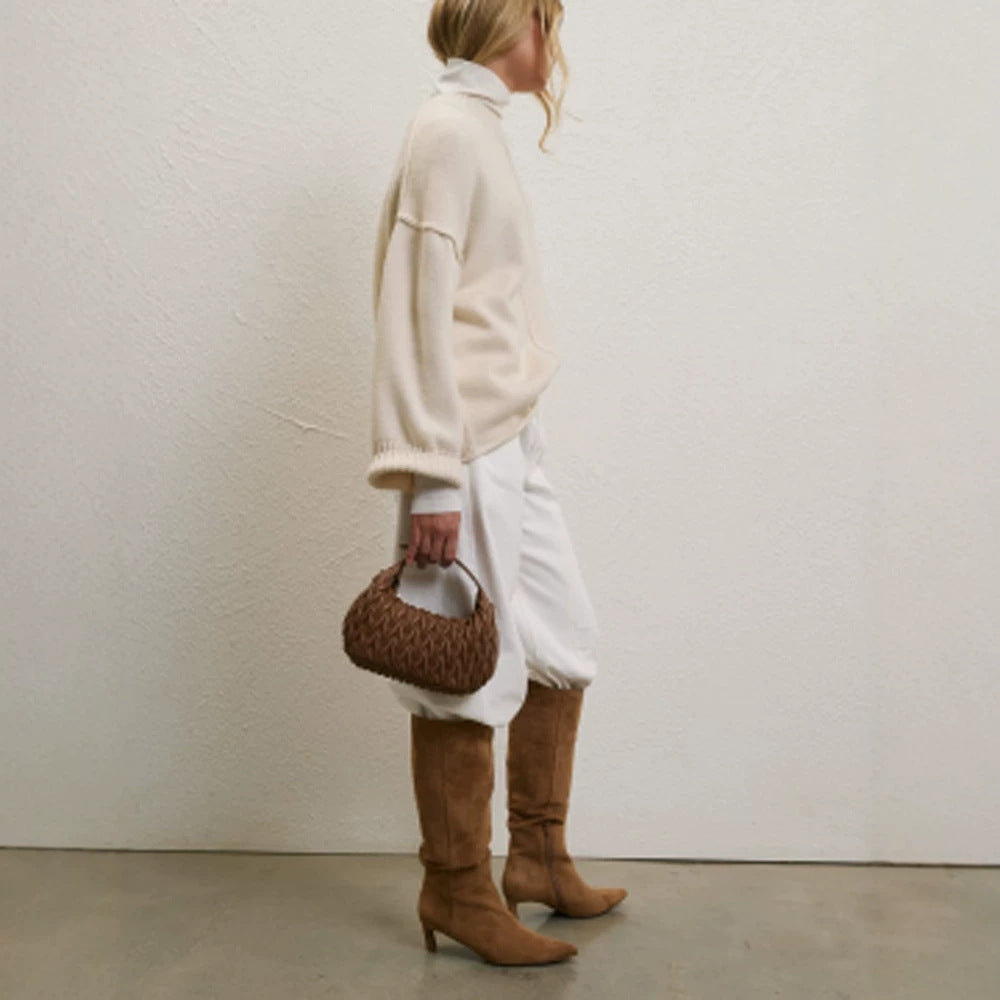 Damen Oversized Rollkragenpullover mit verdeckter Mittelnaht Drune