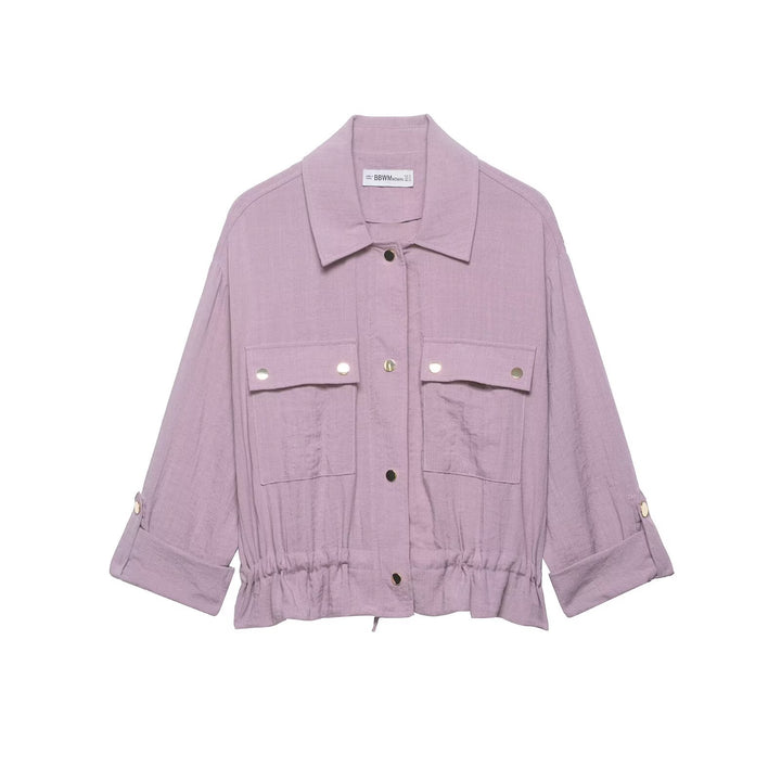 Damen Utility-Overshirt-Jacke mit Kordelzug und aufgesetzten Taschen Drune