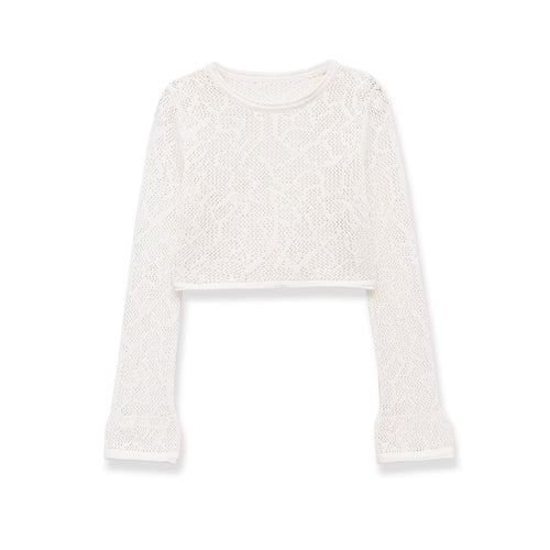 Damen Cropped Strickoberteil mit elegantem Längs-Muster Drune