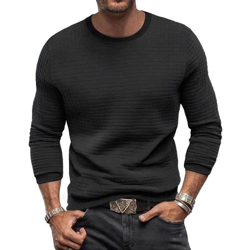 Herren nan strukturiertes Rundhals-Sweatshirt aus gesteppter Baumwollmischung Drune