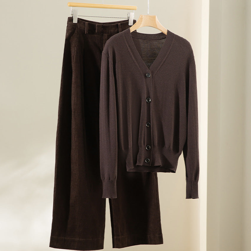 Damen Feiner V-Ausschnitt Cardigan mit Knopfleiste und geripptem Saum Drune