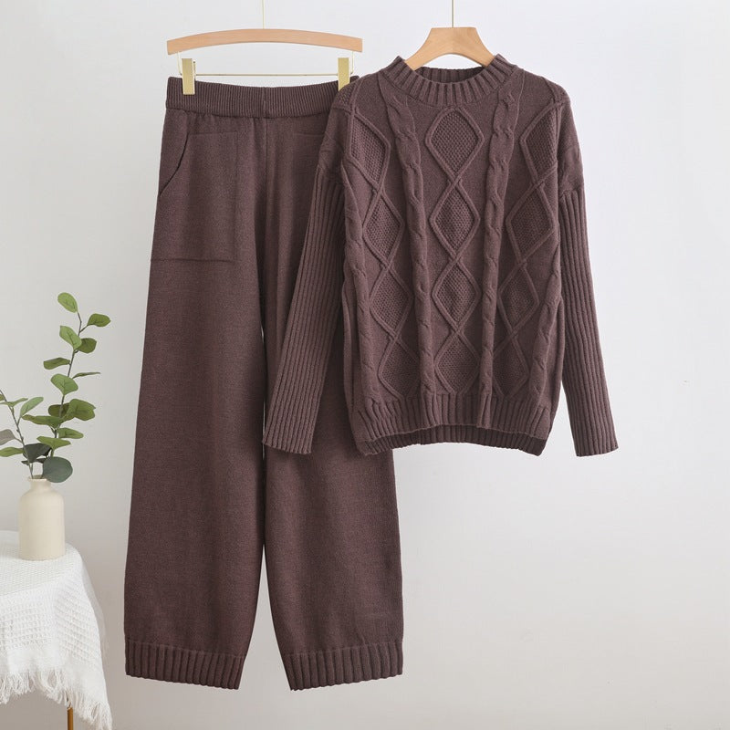 Damen Strick-Set mit Rautenstruktur Drune