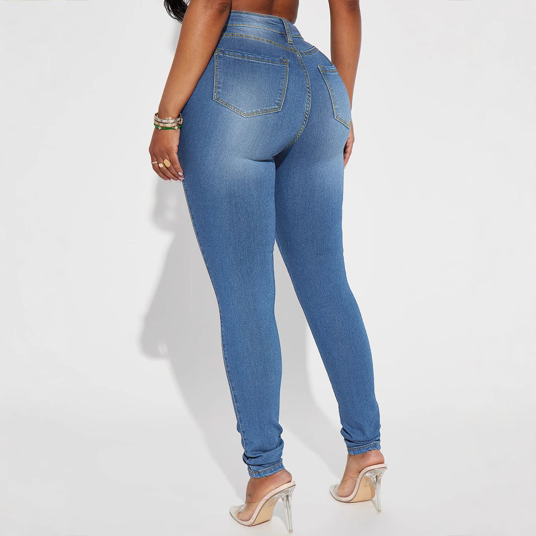 Damen High-Waist Skinny-Jeans mit formendem Stretch und schmalem Bein Drune