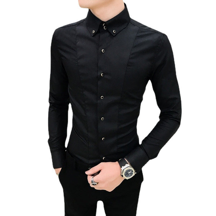 Herren Elegantes Langarmhemd mit feinen Knopfdetails Drune