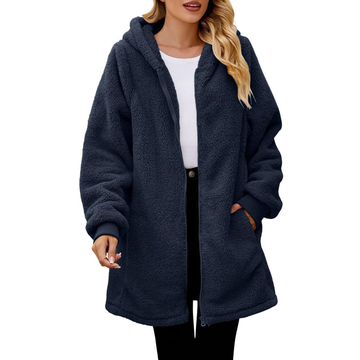 Damen kuschelige Fleecejacke mit Kapuze und Reißverschluss Drune