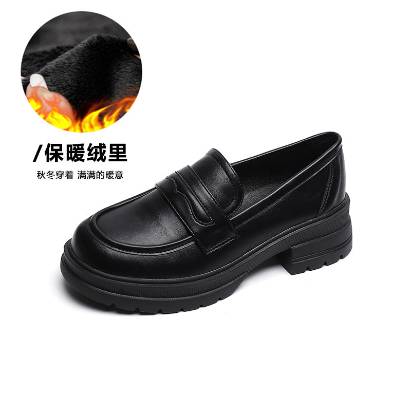 Damen Mokassin-Schuhe mit robustem Plateau und eleganter Schnalle Drune