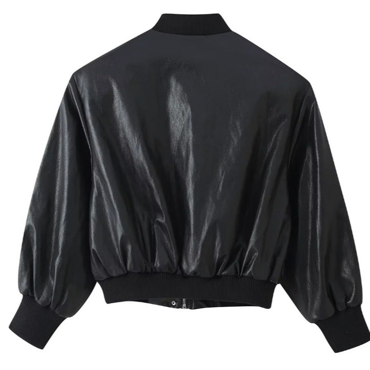 Damen Cropped Blousonjacke aus Webstoff mit Stehkragen, elastischem Saum und feinem Karo‑Design Drune