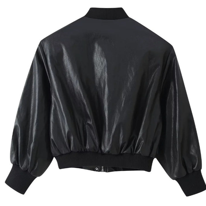 Damen Cropped Blousonjacke aus Webstoff mit Stehkragen, elastischem Saum und feinem Karo‑Design Drune