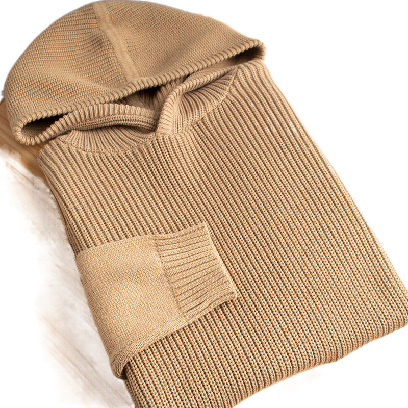 Herren Grobgerippter Kapuzenpullover mit glatten Ärmeln und geripptem Saum Drune