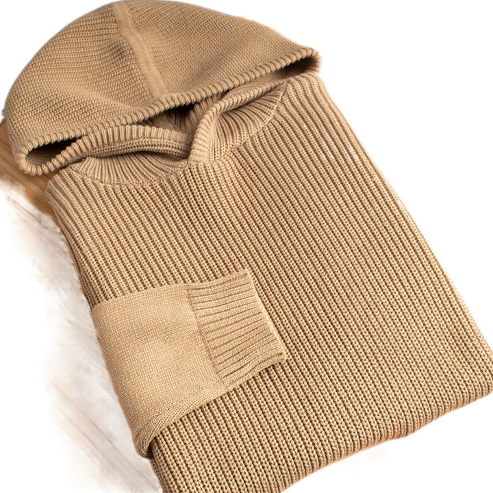 Herren Grobgerippter Kapuzenpullover mit glatten Ärmeln und geripptem Saum Drune