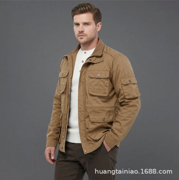 Herren Utility-Fieldjacke mit mehreren Pattentaschen und verstellbarer Taille Drune