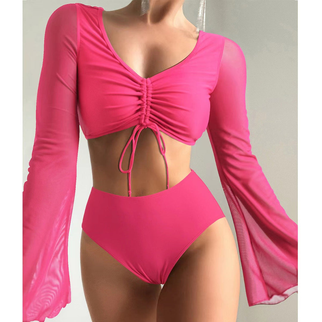 Damen Hochgeschnittener Bikini mit transparenter Blusenoberteil Drune