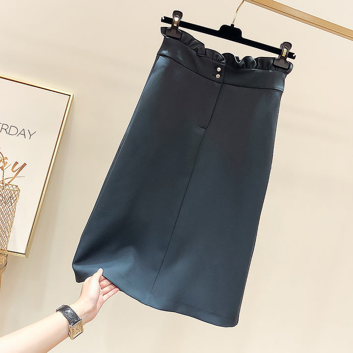 Damen Eleganter Midi-Rock mit Falten-Design Drune