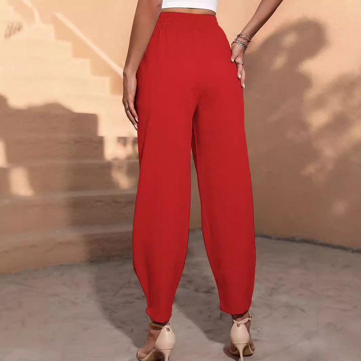 Damen elegante Mittel-Hosen mit elastischem Bund und weitem Bein Drune