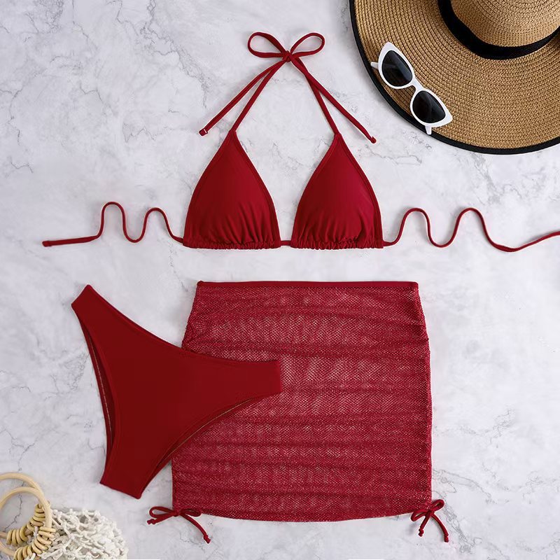 Damen Bikini-Set mit geflochtenem Rock und vielseitigem Triangel-Design Drune
