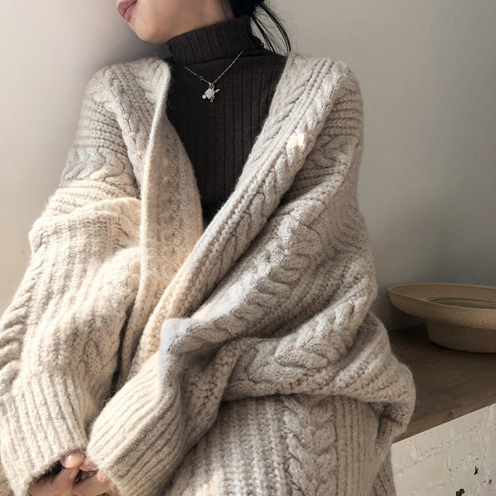Damen Grobstrick Cardigan mit zipfähnlichem Design und komfortabler Passform Drune