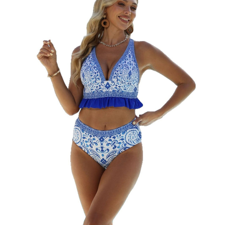 Damen Bademoden Set mit eleganter Rüsche und raffiniertem Muster Drune