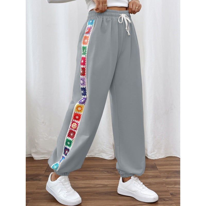 Damen Sportliche Freizeithose mit buntem Streifen Drune