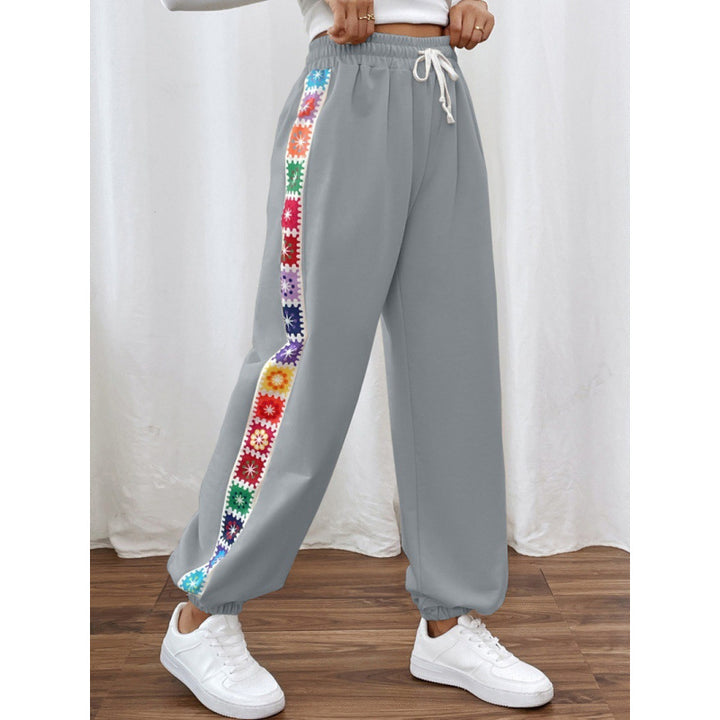 Damen Sportliche Freizeithose mit buntem Streifen Drune