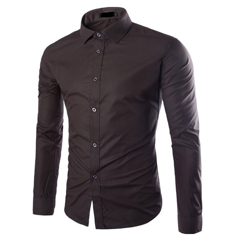 Herren Slim-Fit Langarm-Hemd Drune