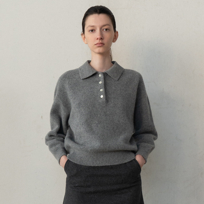 Damen Poloshirt aus hochwertigem Kaschmir-Mix mit modernem Schnitt Drune