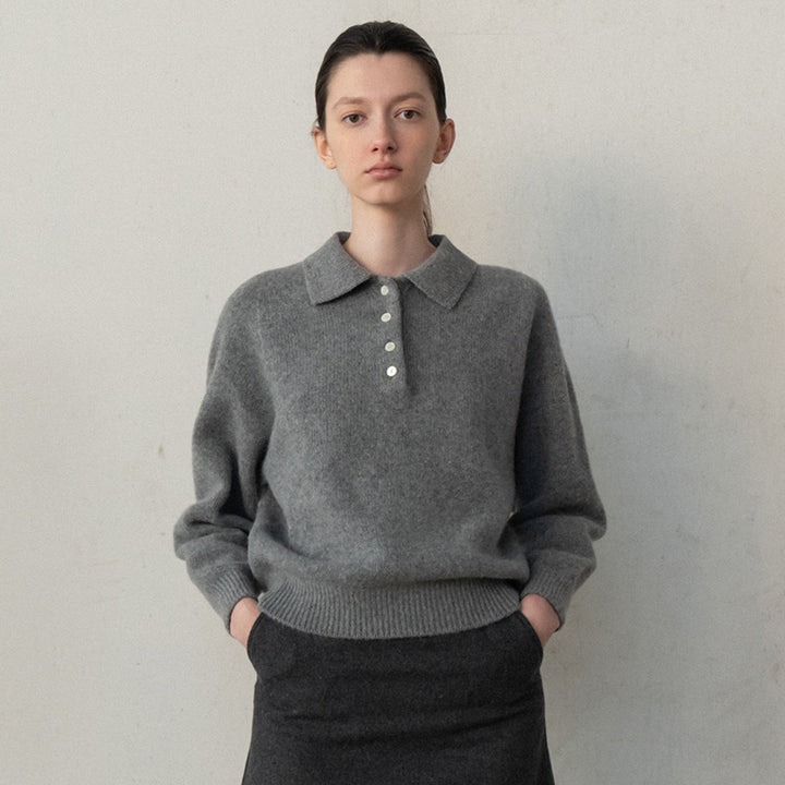 Damen Poloshirt aus hochwertigem Kaschmir-Mix mit modernem Schnitt Drune