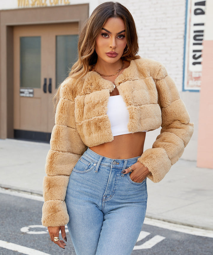 Damen Kuschelige Shortjacke mit gestepptem Design Drune