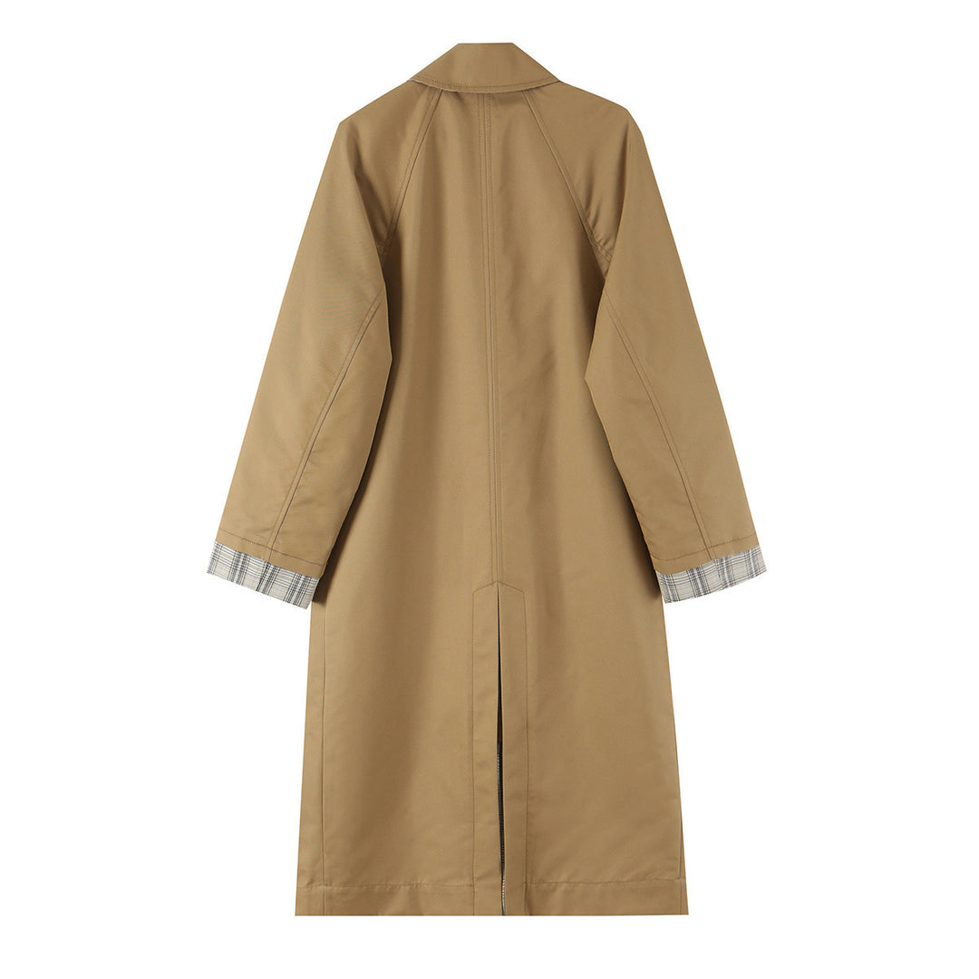 Damen Wendbarer Trenchcoat mit Raglanärmeln, kariertem Innenfutter und verdeckter Knopfleiste Drune