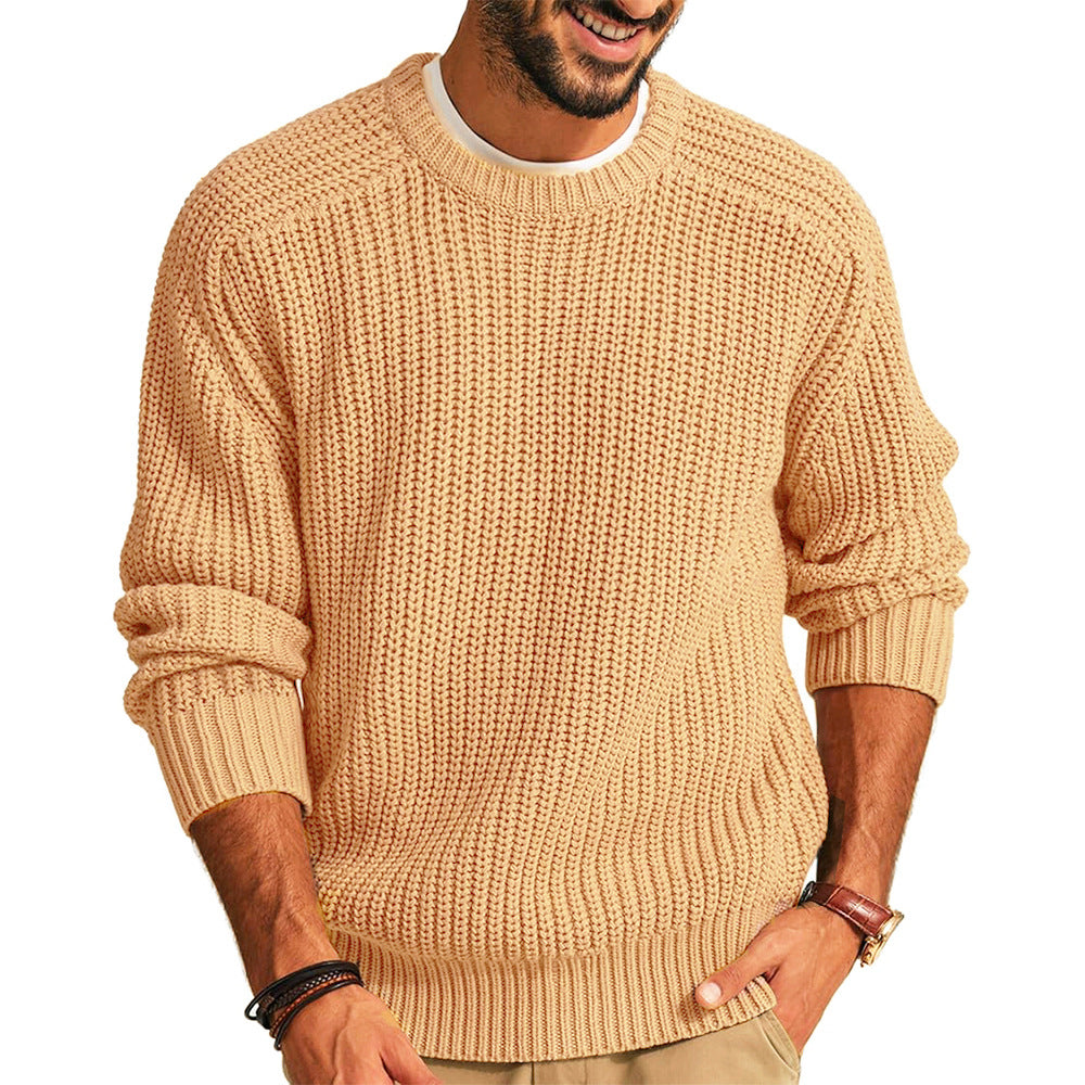 Herren Grobstrick Pullover mit Rundhalsausschnitt und lässigem Schnitt Drune