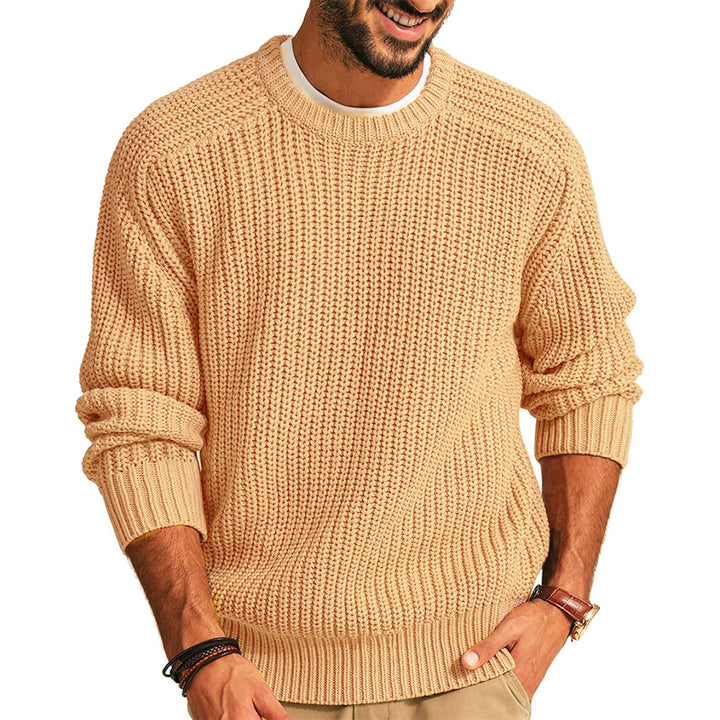 Herren Grobstrick Pullover mit Rundhalsausschnitt und lässigem Schnitt Drune