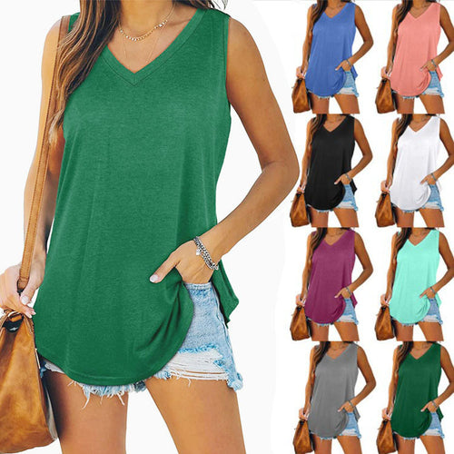 Damen V-Ausschnitt Tanktop mit praktischen Taschen Drune
