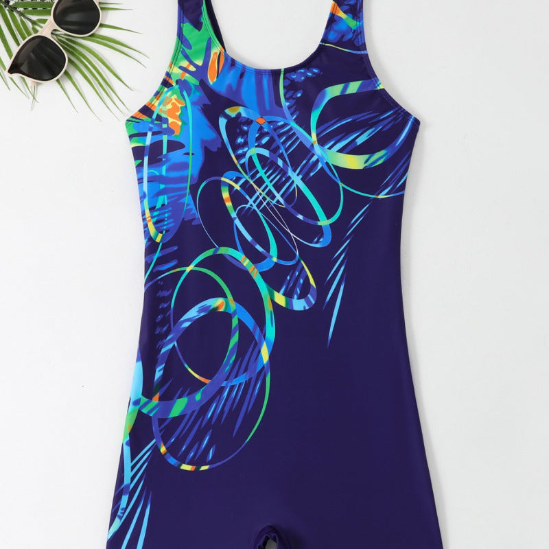 Damen Schwimmanzug mit sportlichem Schnitt und buntem Muster Drune