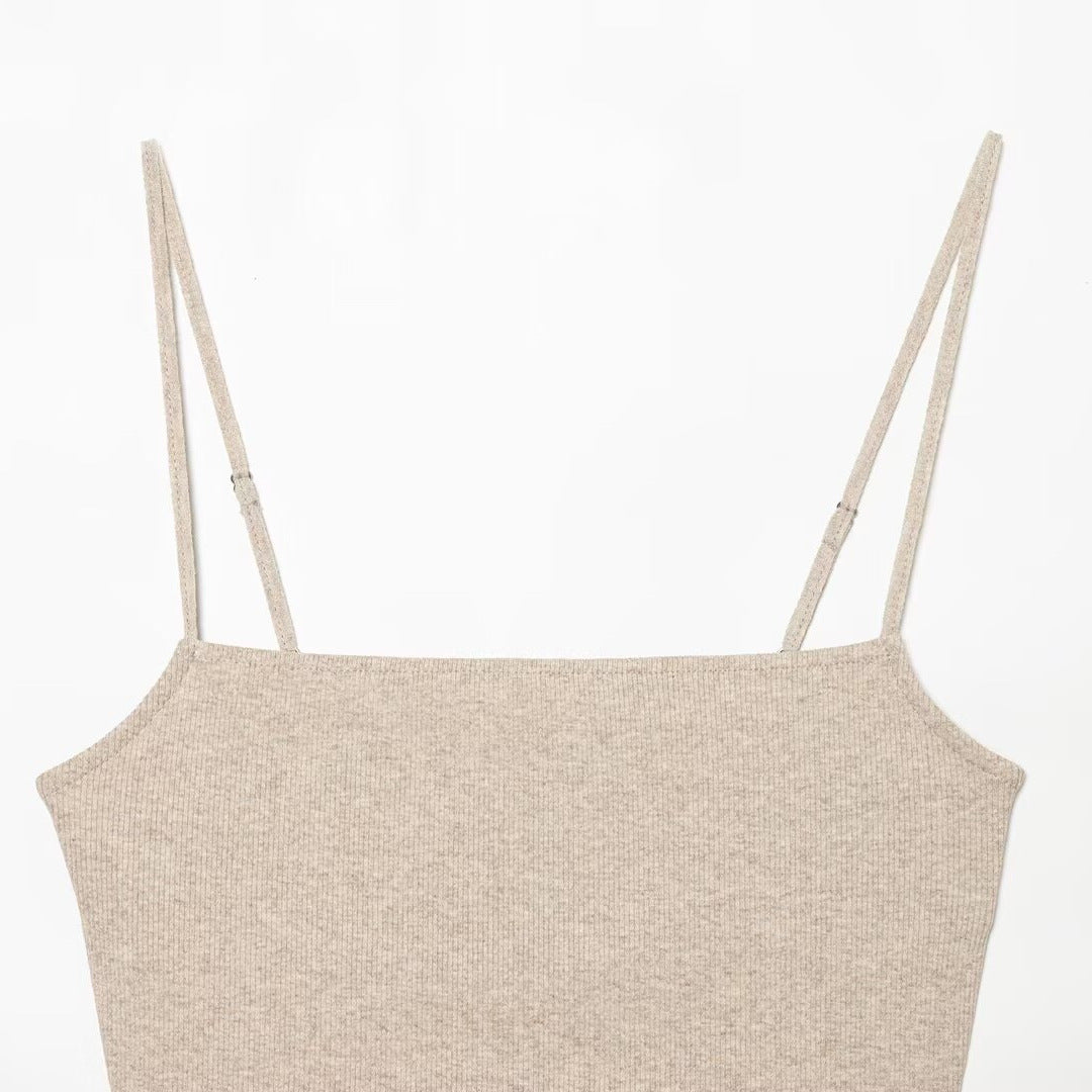 Damen Cropped Top mit zarten Trägerschnüren und funkelndem Saum Drune
