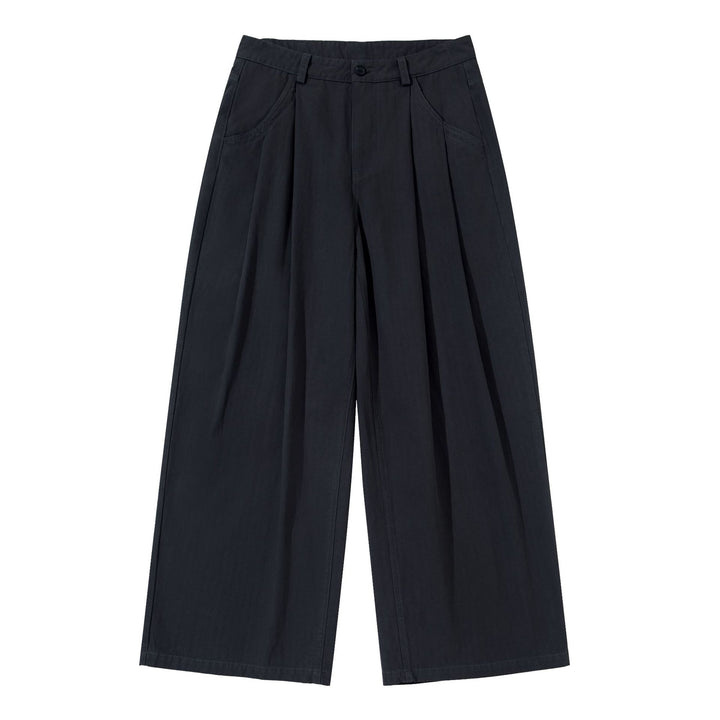 Damen Weite Bundfalten-Culottehose mit hohem Bund und tiefen Eingrifftaschen Drune