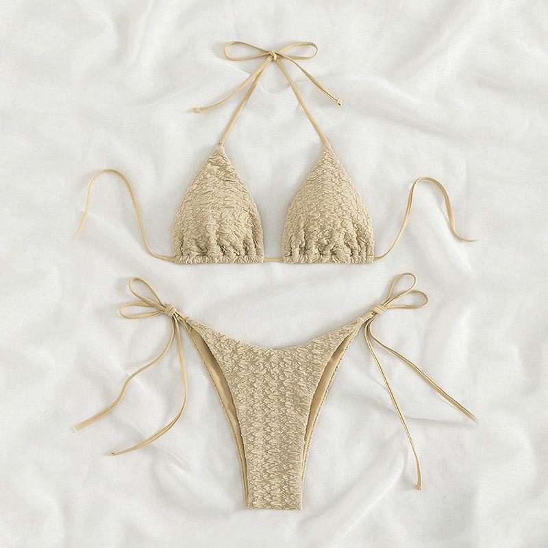 Damen Triangel-Bikini mit strukturiertem Oberteil und hohem Beinausschnitt Drune