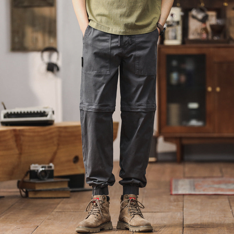 Herren Zip-Off-Cargo-Jogger mit Tunnelzugbund, Knietrennung und elastischen Bündchen Drune