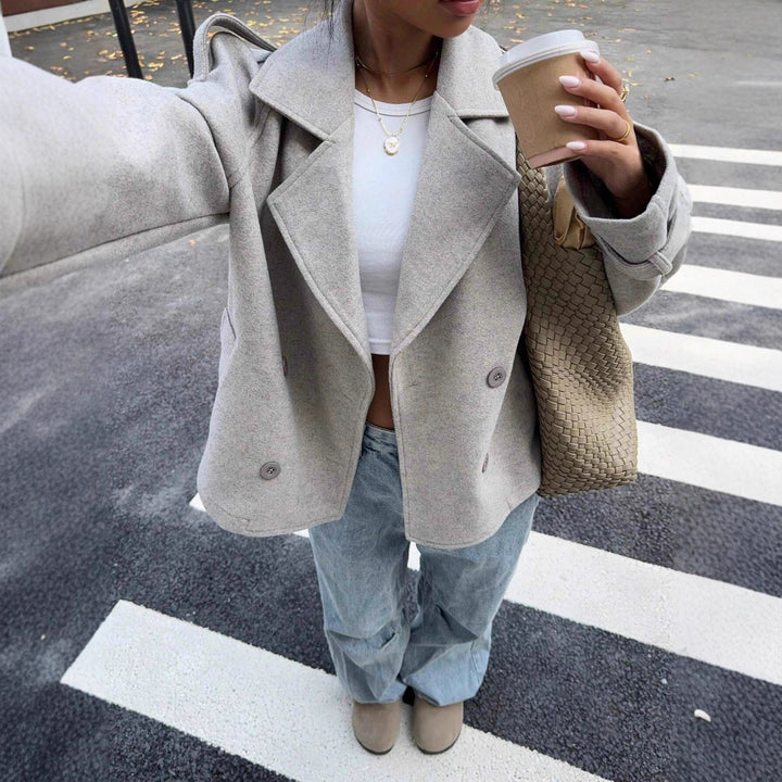 Damen Elegantes Oversized Wolljacke