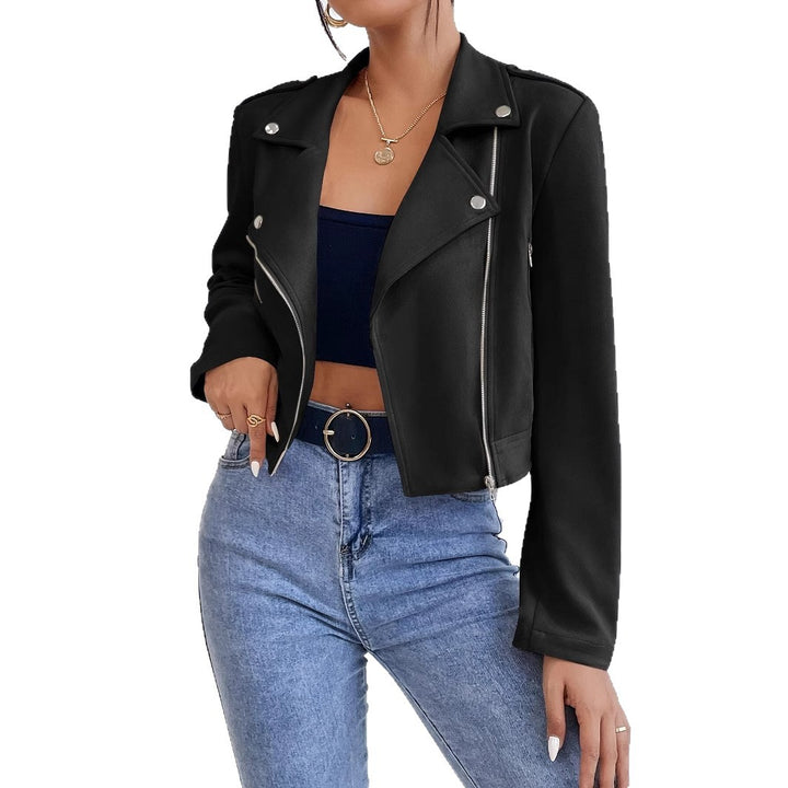 Damen Modische Bikerjacke aus Kunstleder