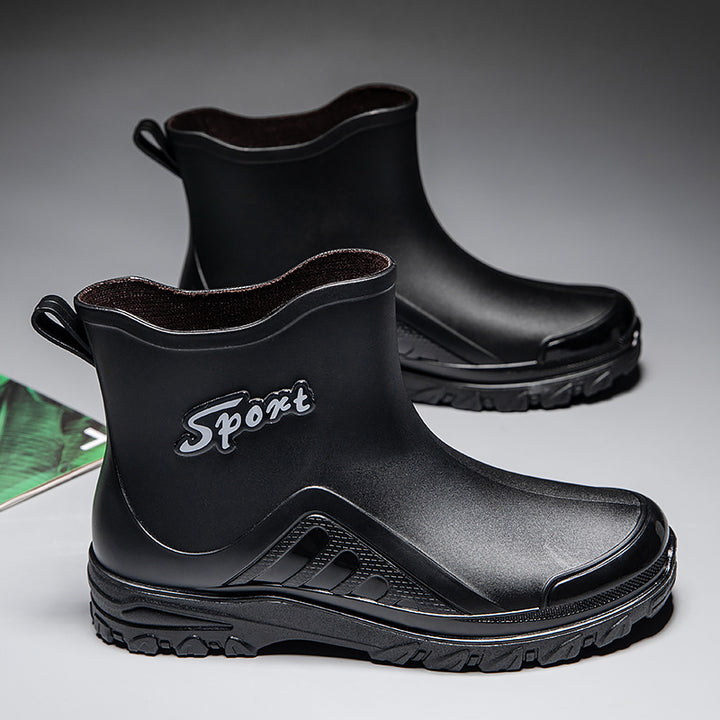 Unisex Kurzschaftige wasserdichte Gummistiefel mit profiliertem Outdoor-Laufsohlen-Design Drune