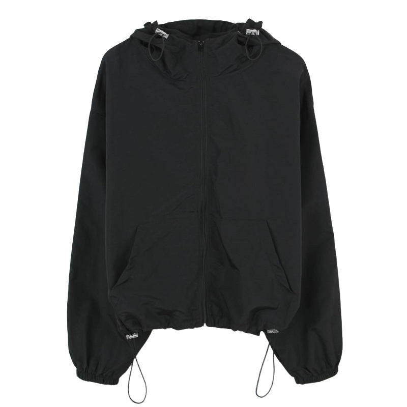 Damen leichte Windjacke mit verstellbarem Kordelzug Drune