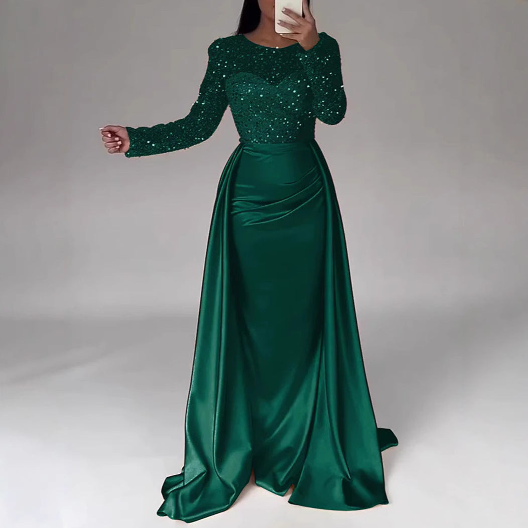 Damen Glamouröses Abendkleid mit funkelnden Perlen und fließendem Rock Drune