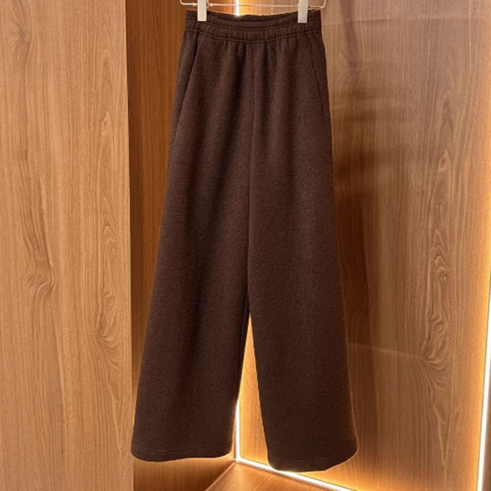 Damen Weit geschnittene Stoffhose mit elastischem Bund Drune