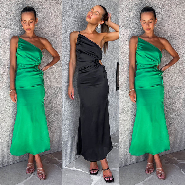 Damen Asymmetrisches Cocktailkleid mit elegantem Seitenschlitz und verzierter Taille Drune