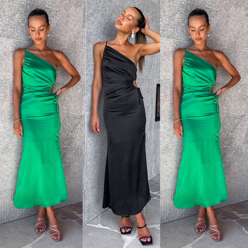 Damen Asymmetrisches Cocktailkleid mit elegantem Seitenschlitz und verzierter Taille Drune