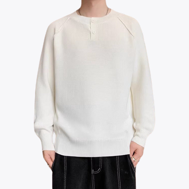 Herren Grobstrickpullover mit Knopfdetails Drune