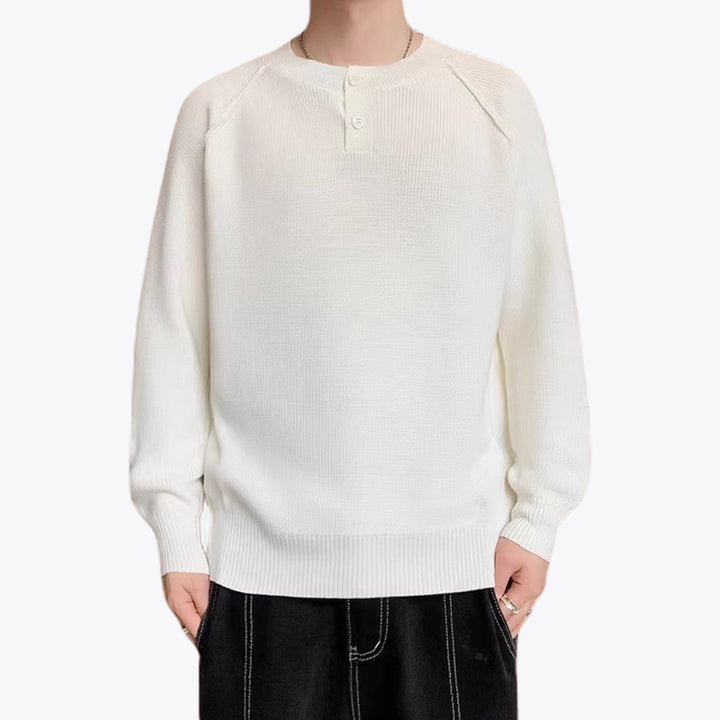 Herren Grobstrickpullover mit Knopfdetails Drune