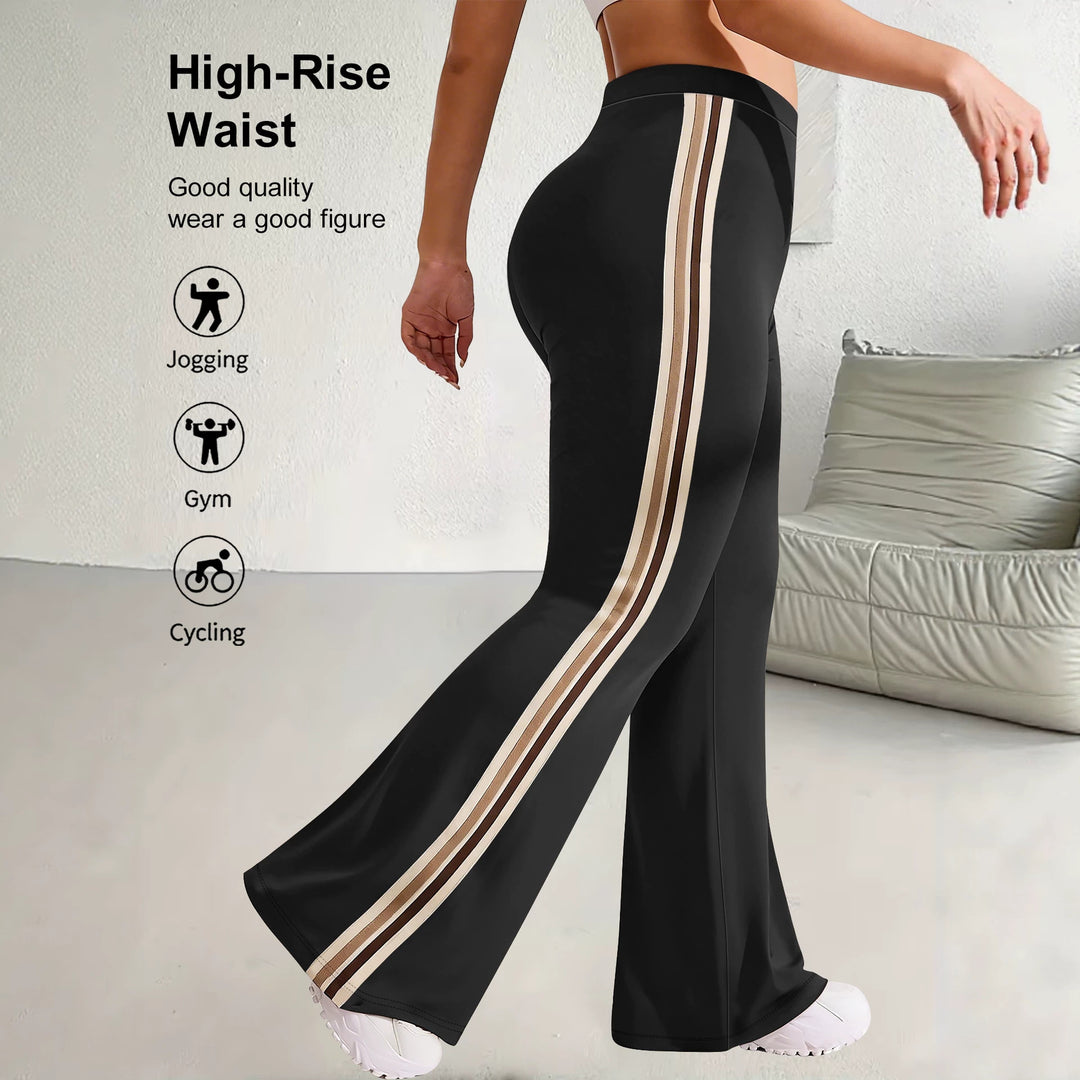 Damen High-Waist Schlaghose mit seitlichem Streifen und Scrunch-Po Drune