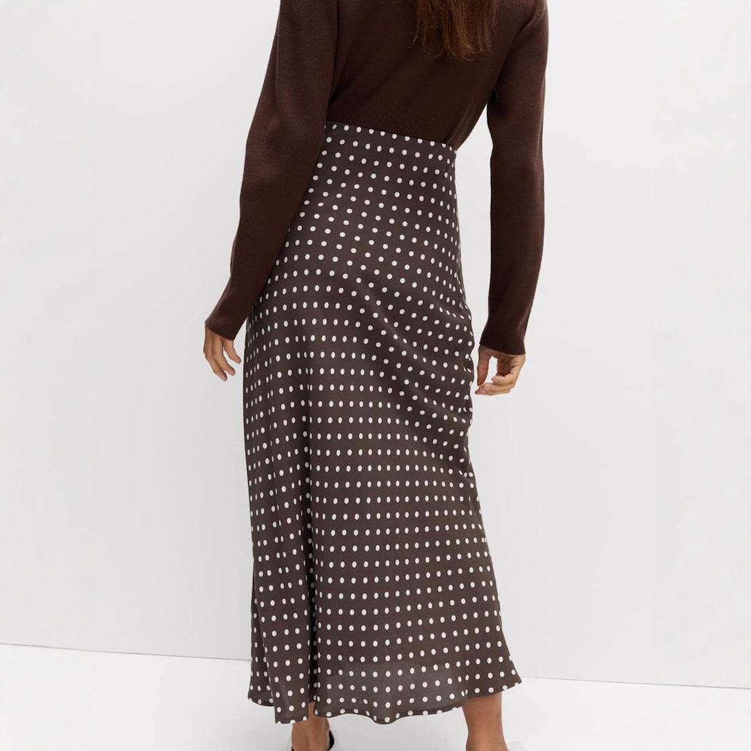 Damen Fließender Maxirock mit Polka-Dots Drune
