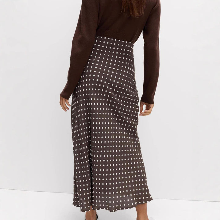 Damen Fließender Maxirock mit Polka-Dots Drune