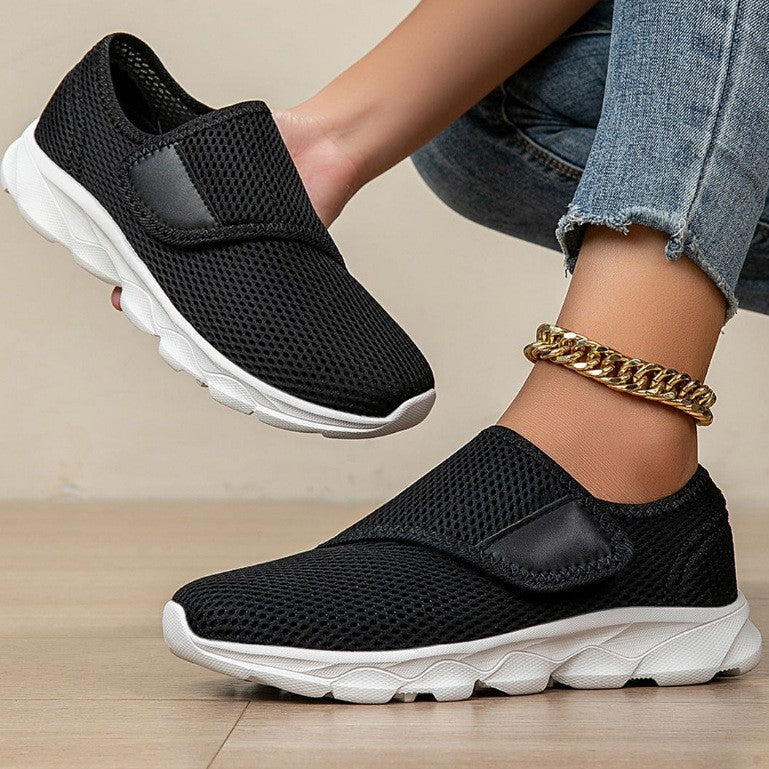 Damen Atmungsaktive Slip-On Freizeitschuhe mit verstellbarem Klettverschluss Drune
